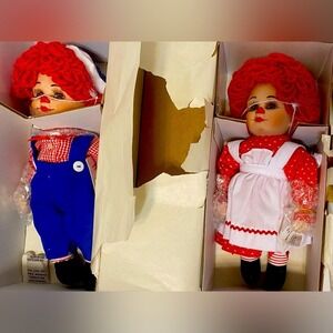 Marie Osmond‎ Twins Collector Dolls Raggedy Ann & Andy Porcelain w/ COA 1990's